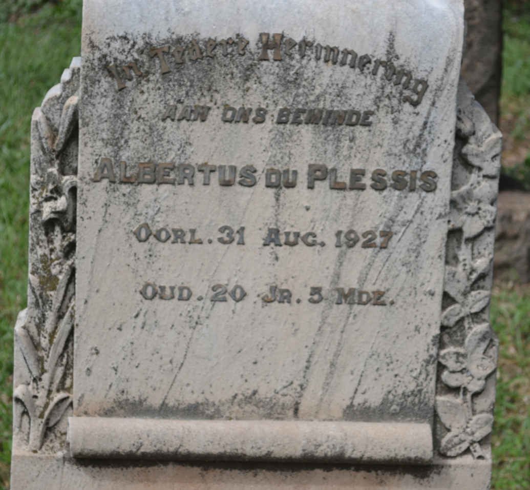 PLESSIS Albertus, du -1927