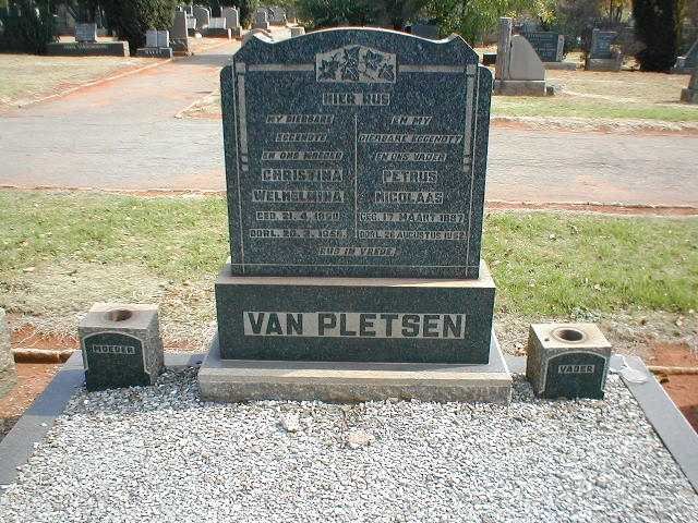 PLETSEN Petrus Nicolaas, van 1887-1952  &amp; Christina Welhelmina 1890-1950