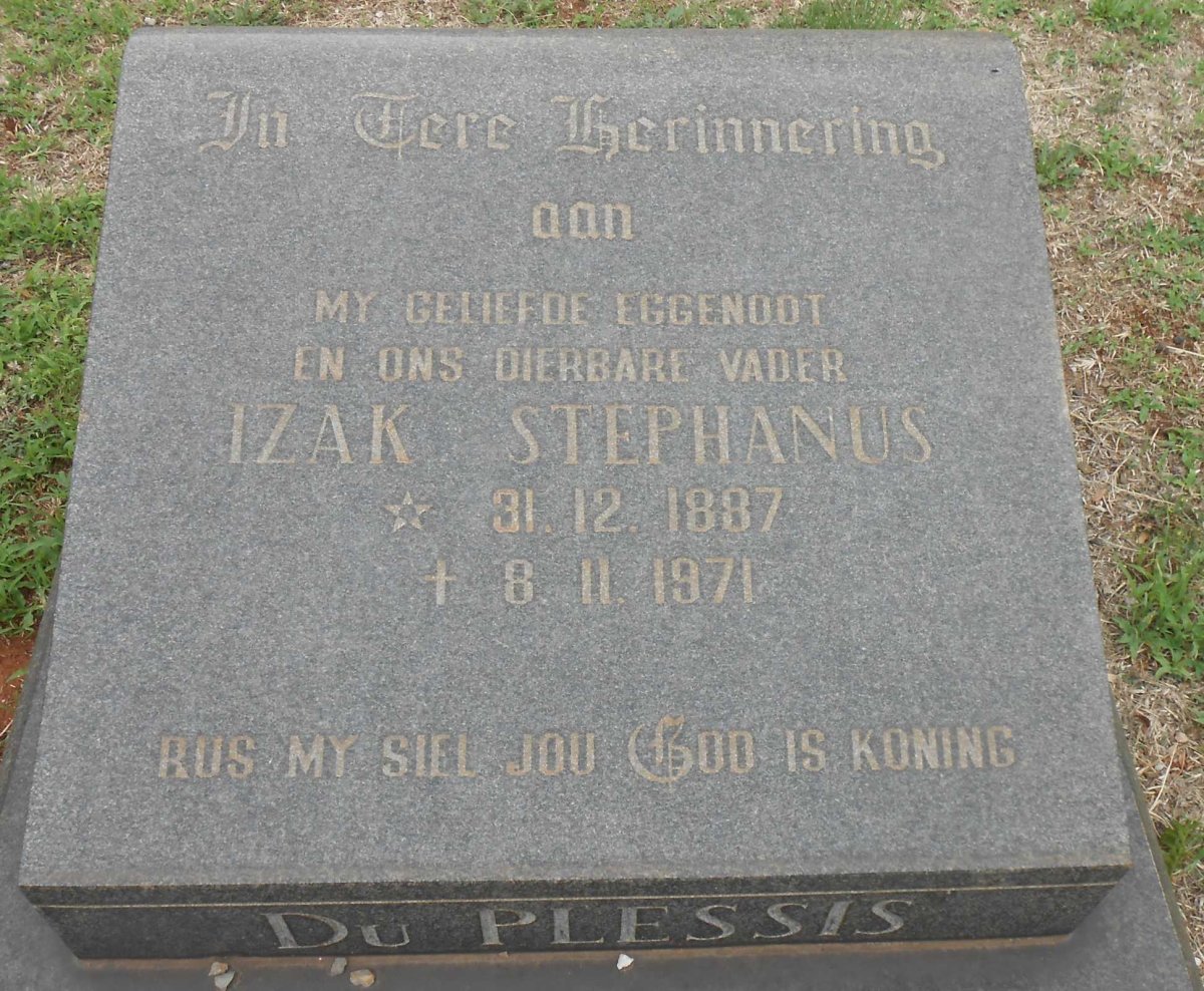 PLESSIS Izak Stephanus, du 1887-1971