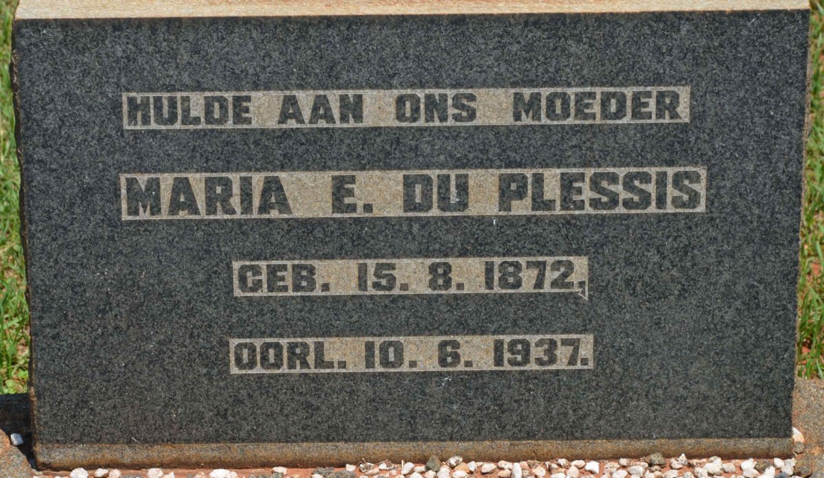 PLESSIS Maria E., du 1872-1937