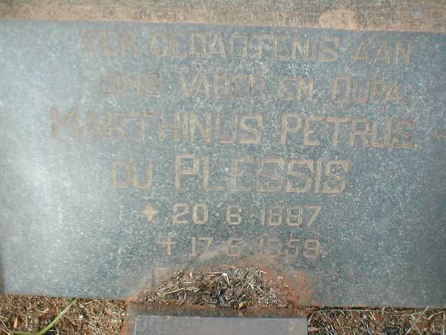 PLESSIS Marthinus Petrus, du 1887-1959