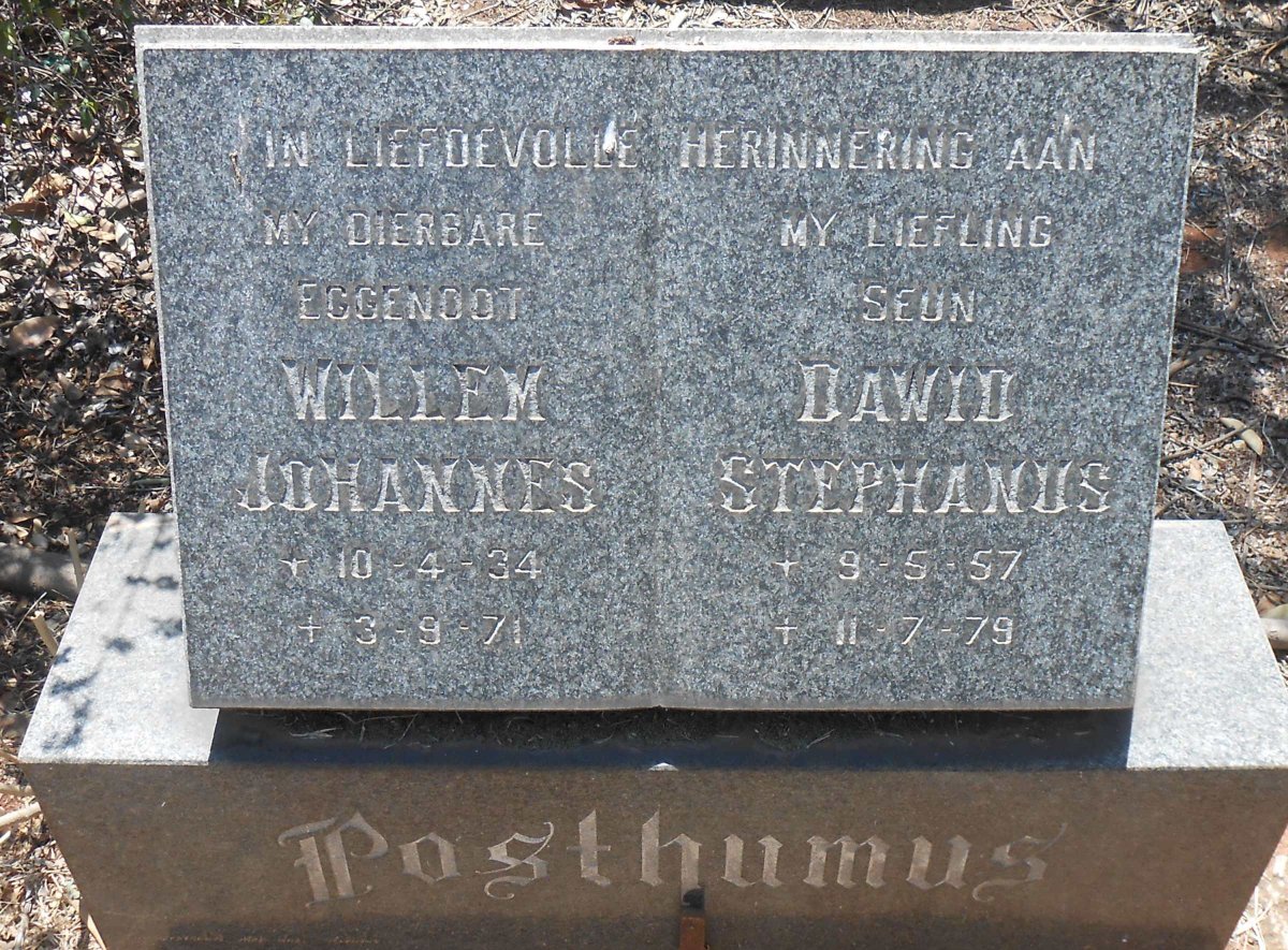 POSTHUMUS Willem Johannes 1934-1971 :: POSTHUMUS Dawid Stephanus 1957-1979