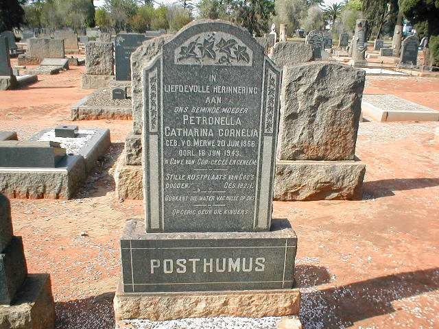 POSTHUMUS Petronella Catharina Cornelia nee  V. D. MERWE 1866-1943