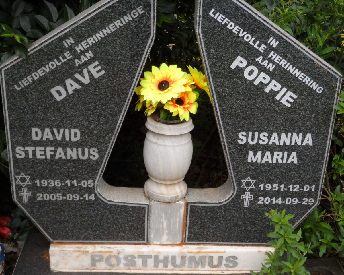 POSTHUMUS David Stefanus 1936-2005 &amp; Susanna Maria 1951-2014