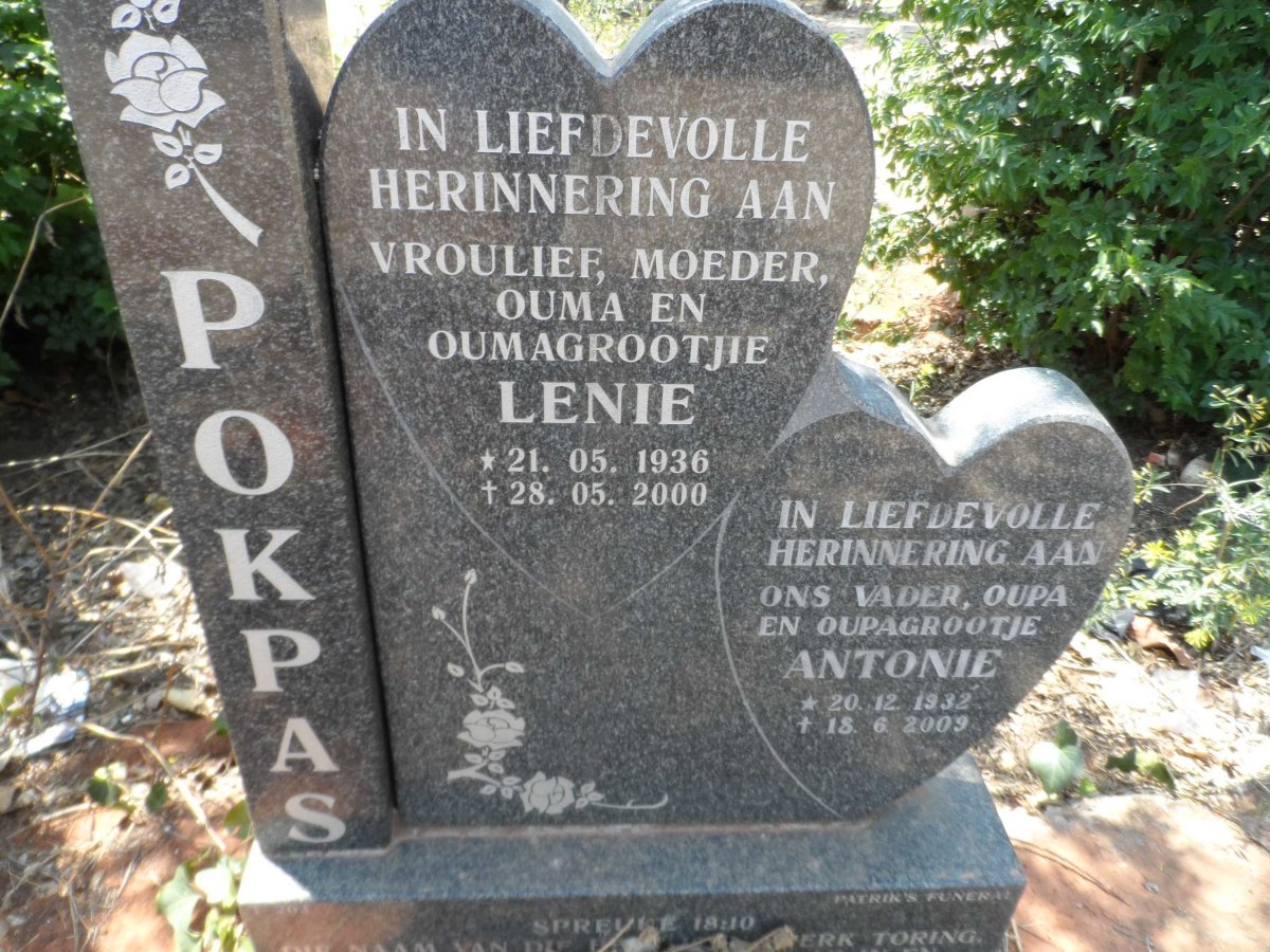POKPAS Antonie 1932-2009 &amp; Lenie 1936-2000