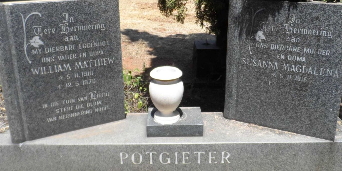 POTGIETER William Matthew 1910-1976 &amp; Susanna Magdalena 1915-