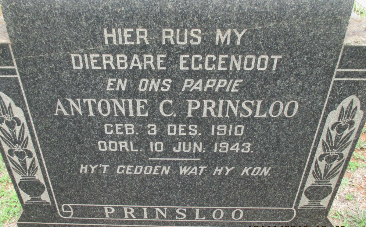 PRINSLOO Antonie C. 1910-1943
