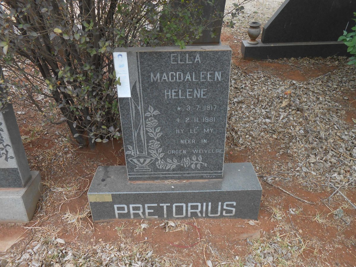 PRETORIUS Ella Magdaleen Helene 1917-1981