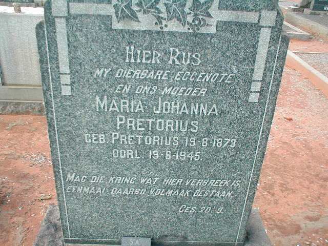 PRETORIUS Maria Johanna nee PRETORIUS 1873-1945