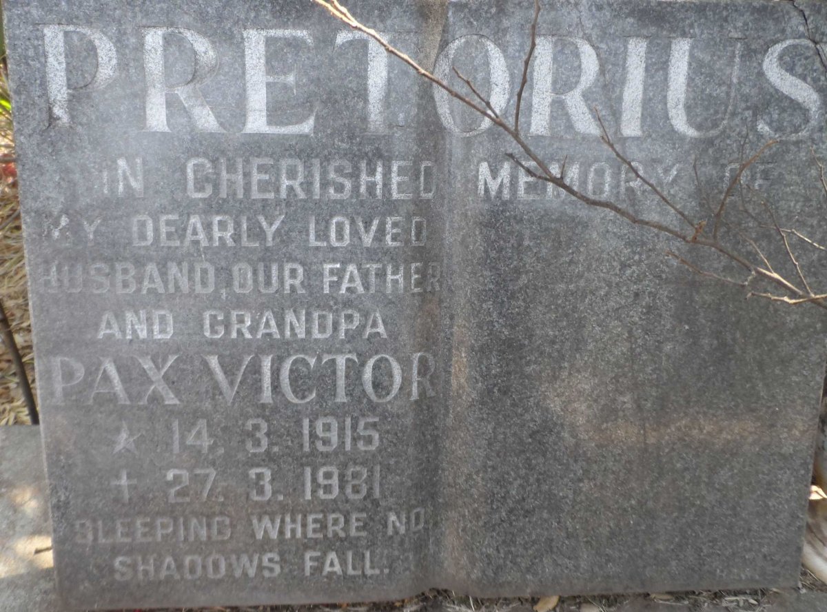 PRETORIUS Pax Victor 1915-1981