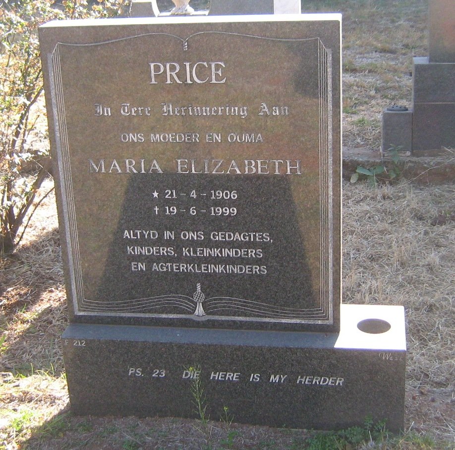 PRICE Maria Elizabeth 1906-1999