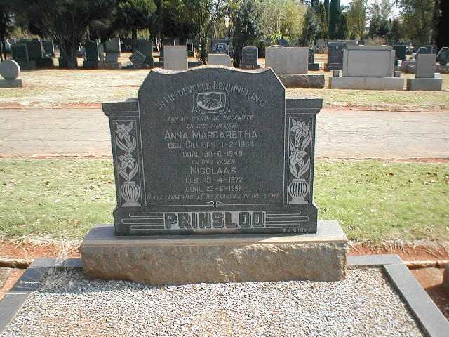 PRINSLOO Nicolaas 1872-1958 &amp; Anna Margaretha CILLIERS 1884-1949
