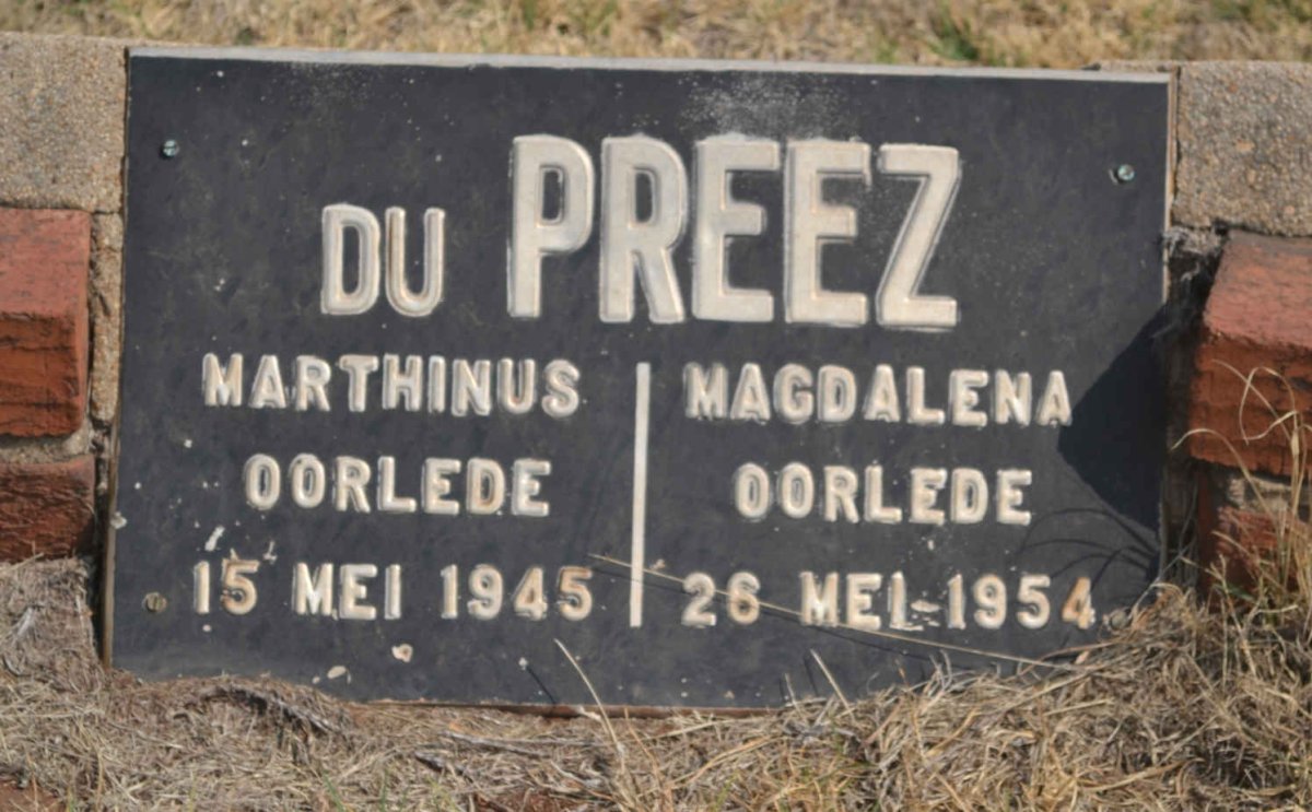 PREEZ Marthinus, du -1945 &amp; Magdalena -1954