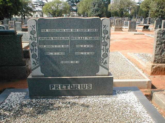 PRETORIUS Nicolaas Francois 1871-1950 &amp; Johanna Magdalena SCHOLTZ 1884-1950