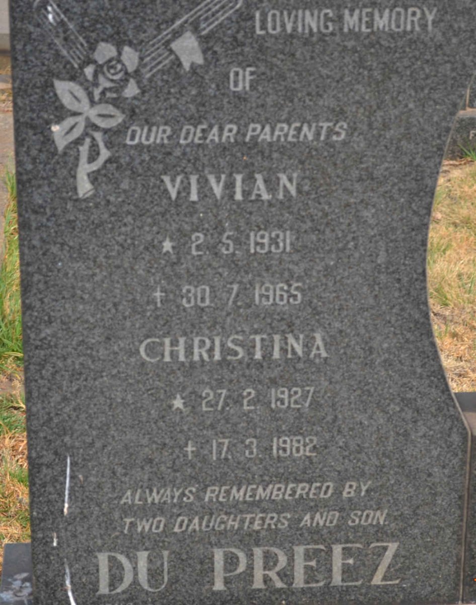PREEZ Vivian, du 1931-1965 &amp; Christina 1927-1982
