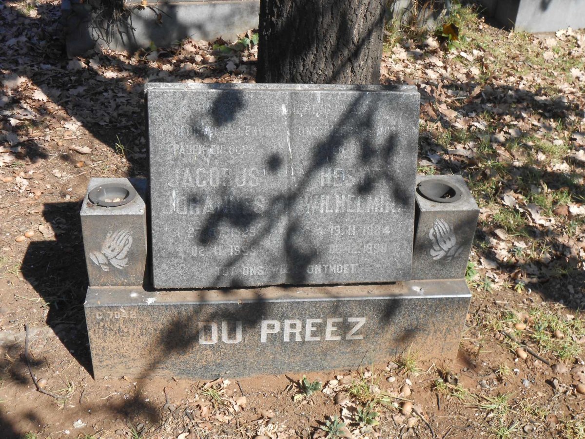 PREEZ Jacobus Johannes, du 1929-1999 &amp; Hester Wilhelmina 1924-1998