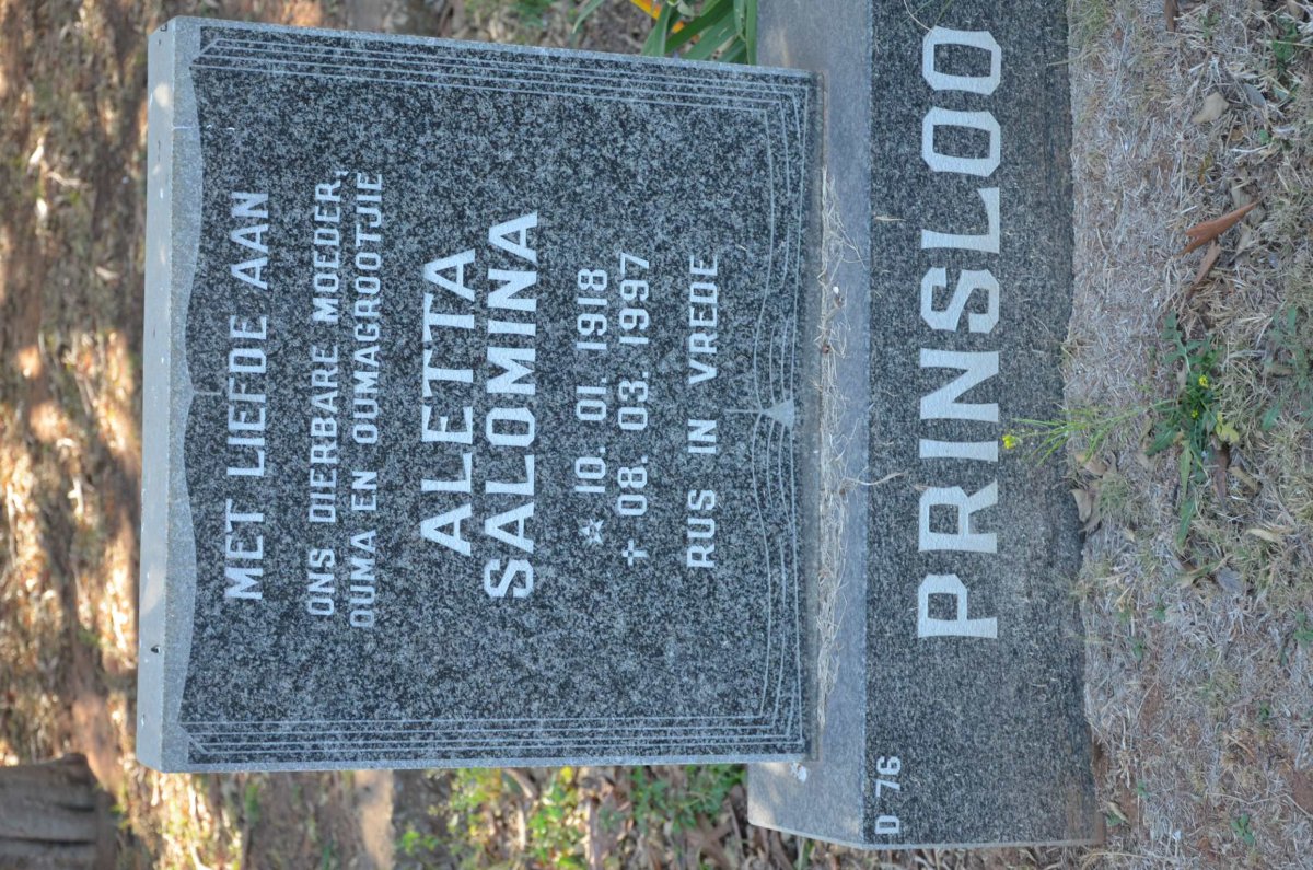 PRINSLOO Aletta Salomina 1918-1997
