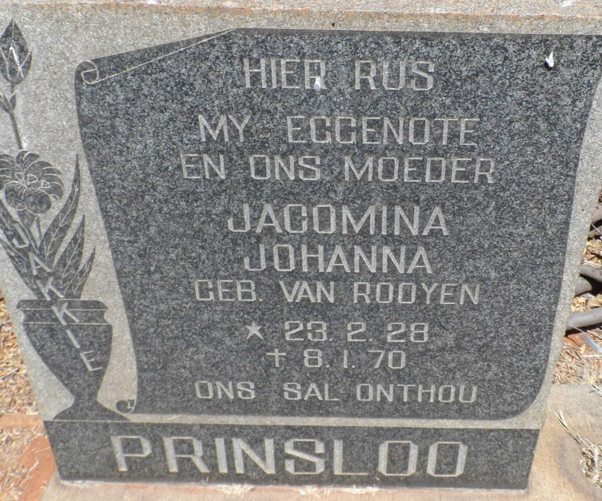 PRINSLOO Jacomina Johanna VAN ROOYEN 1928-1970