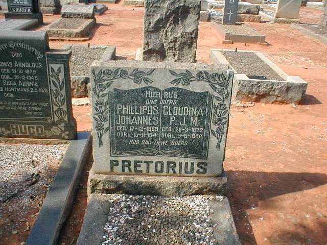 PRETORIUS Phillipus Johannes 1869-1941 &amp; Gloudina P.J.M. 1872-1950
