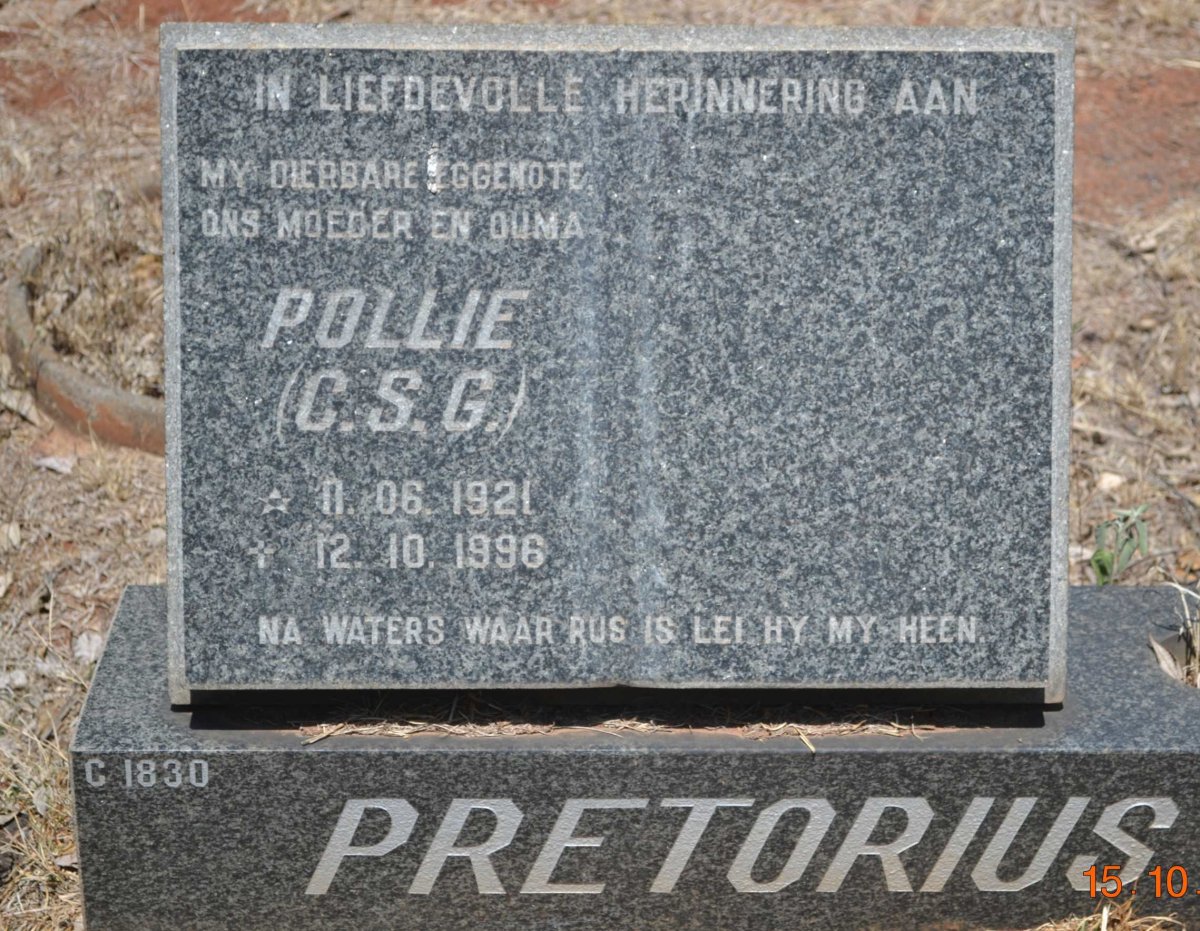 PRETORIUS C.S.G. 1921-1996