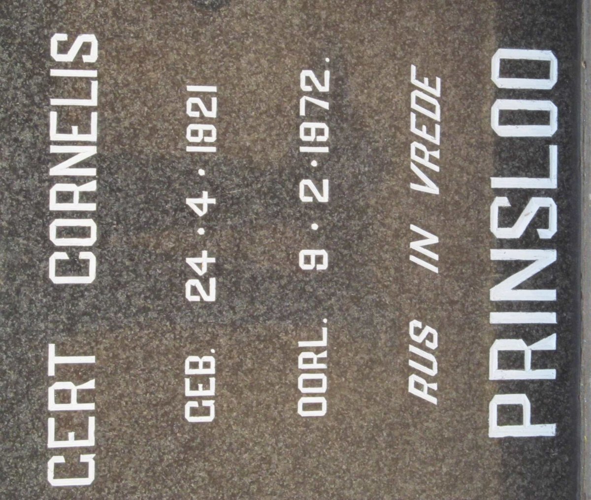 PRINSLOO Gert Cornelis 1921-1972