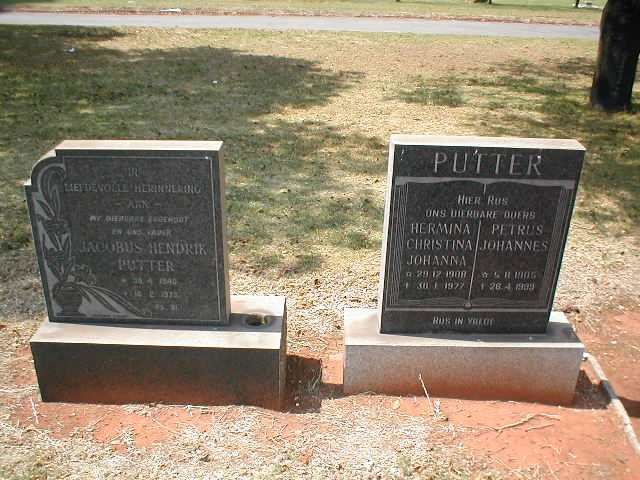 PUTTER Petrus Johannes 1905-1989 &amp; Hermina Christina Johanna 1908-1977 :: PUTTER Jacobus Hendrik 1940-1973