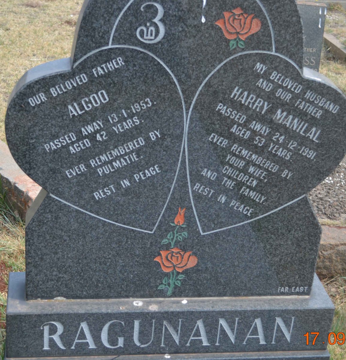 RAGUNANAN Algoo -1953 :: RAGUNANAN Harry Manilal -1991