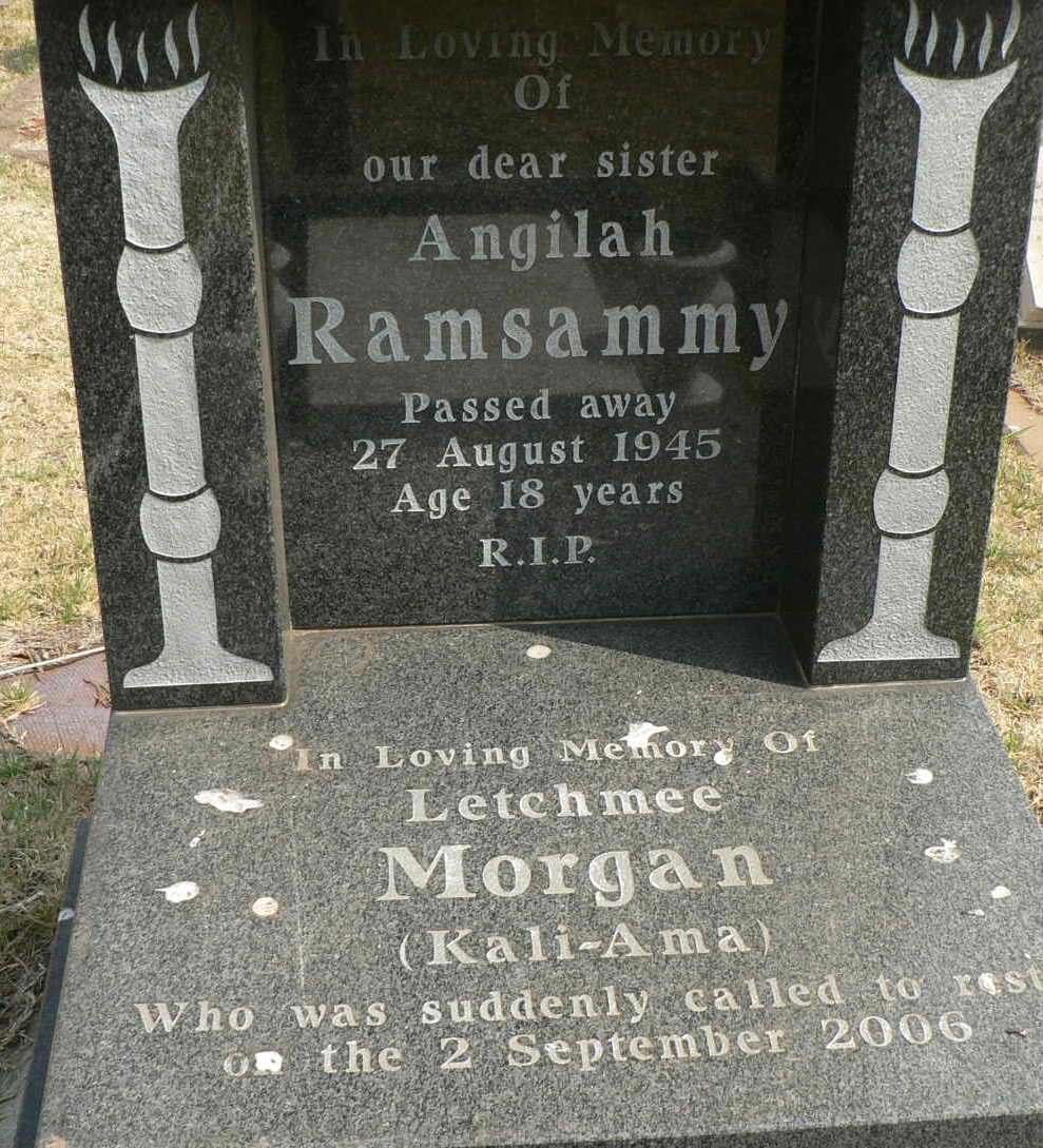 RAMSAMMY Angilah -1945 :: MORGAN Letchmee -2006