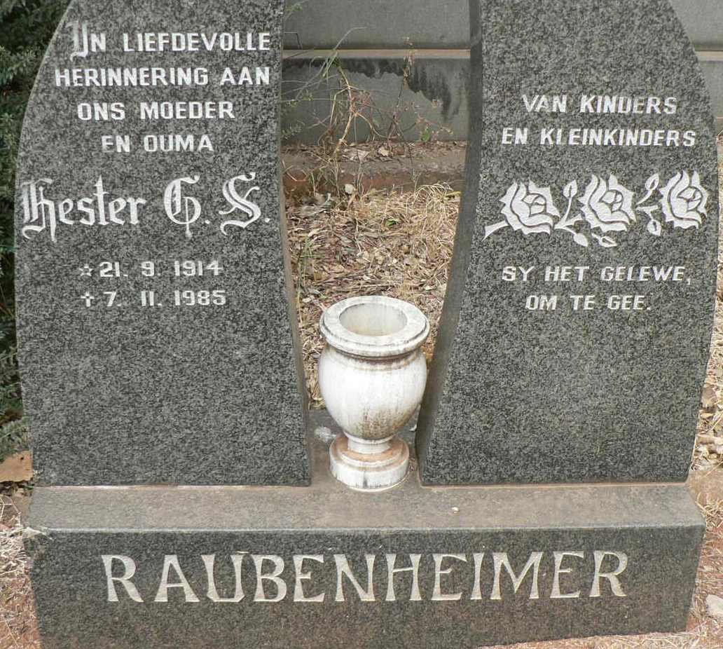 RAUBENHEIMER Hester G.S. 1914-1985