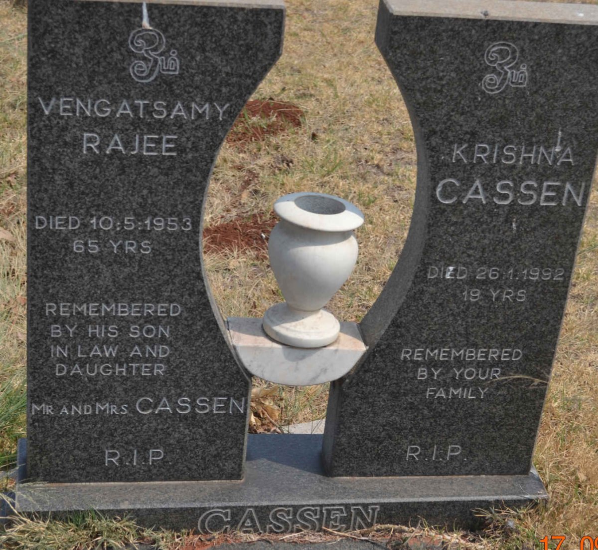 RAJEE Vengatsamy -1953 :: CASSEN Krishna -1992