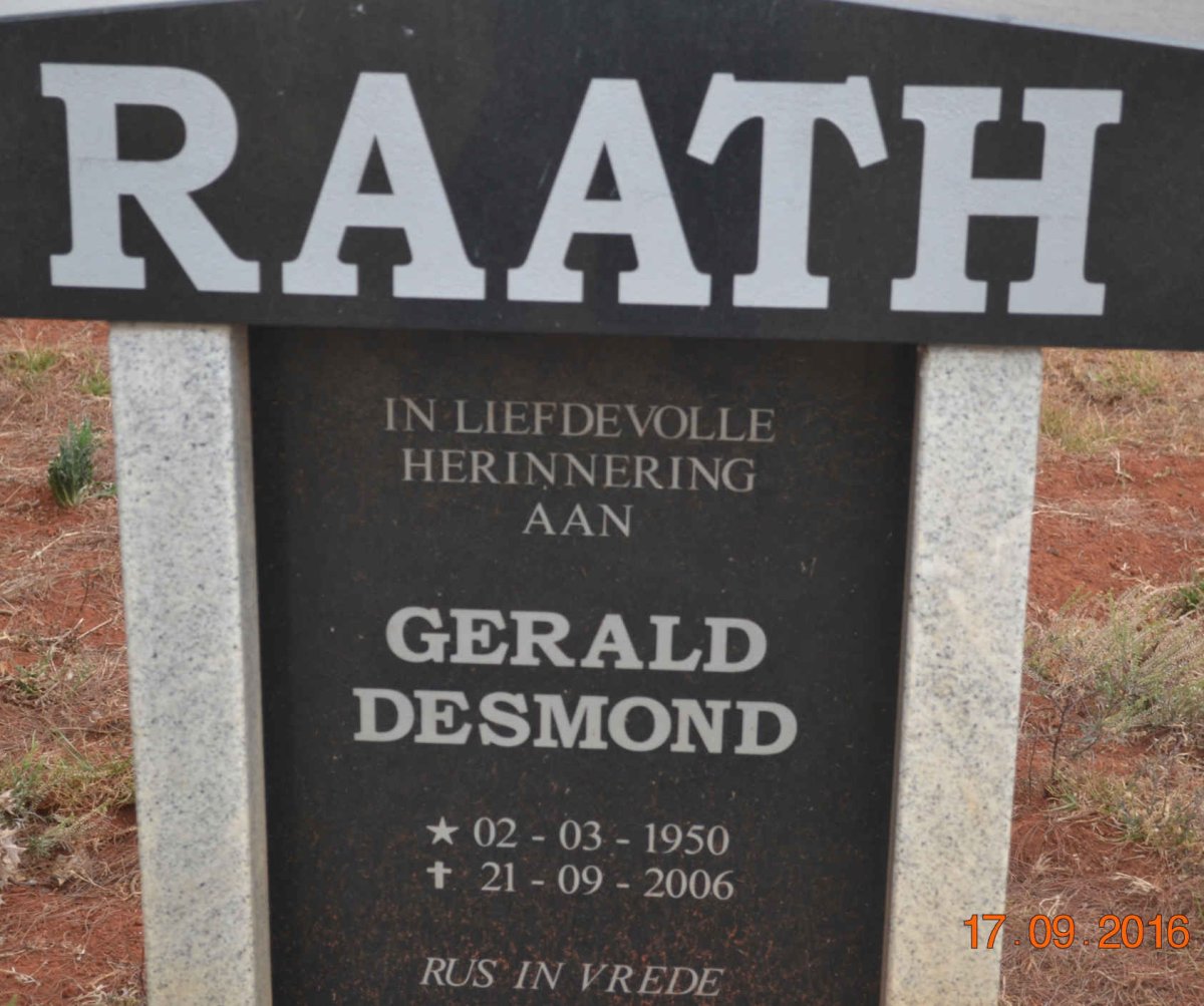 RAATH Gerald Desmond 1950-2006