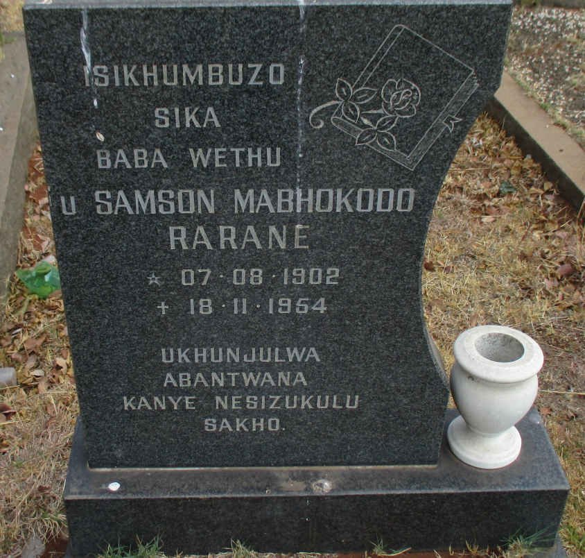 RARANE Samson Mabhokodo 1902-1954
