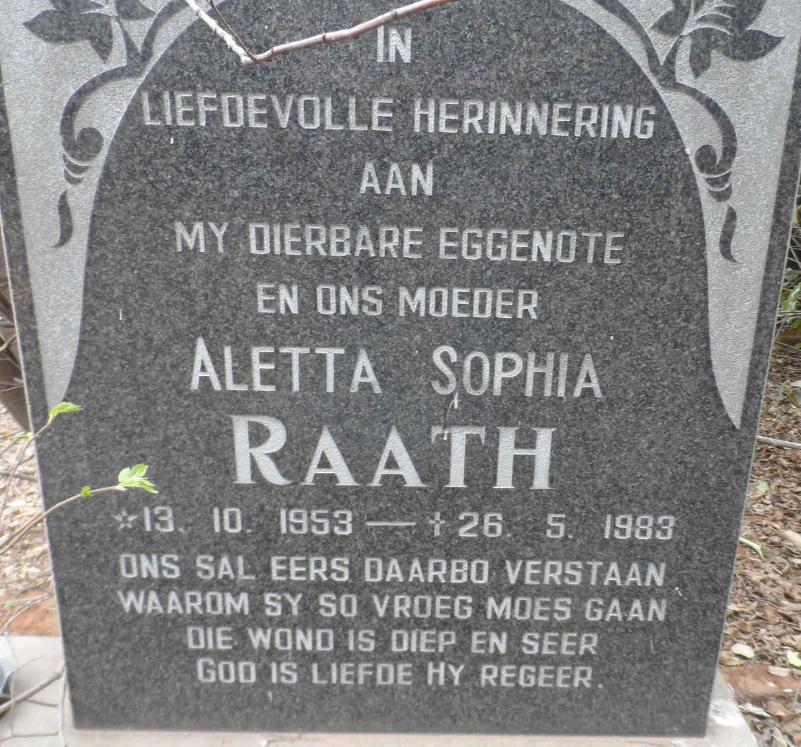 RAATH Aletta Sophia 1953-1983
