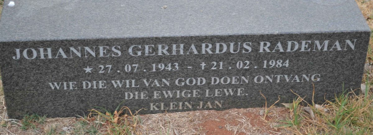 RADEMAN Johannes Gerhardus 1943-1984