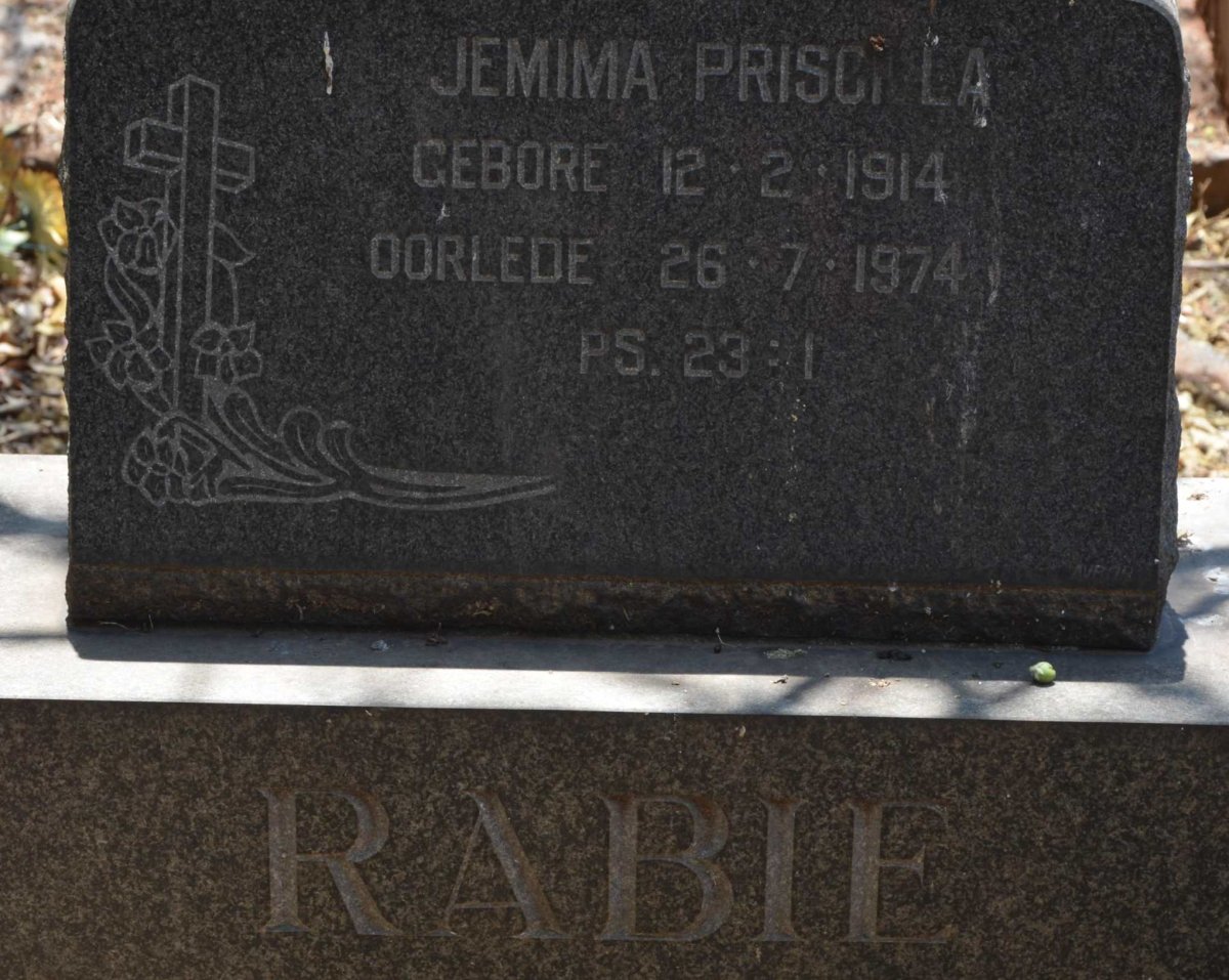 RABIE Jemima Priscilla 1914-1974