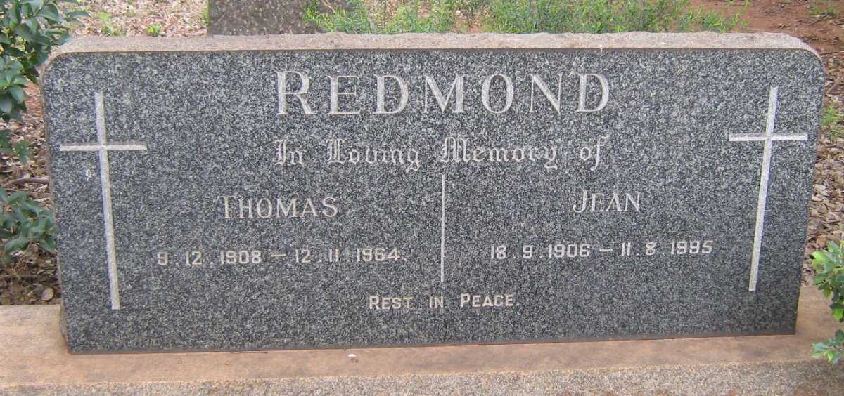REDMOND Thomas 1908-1964 &amp; Jean 1906-1995