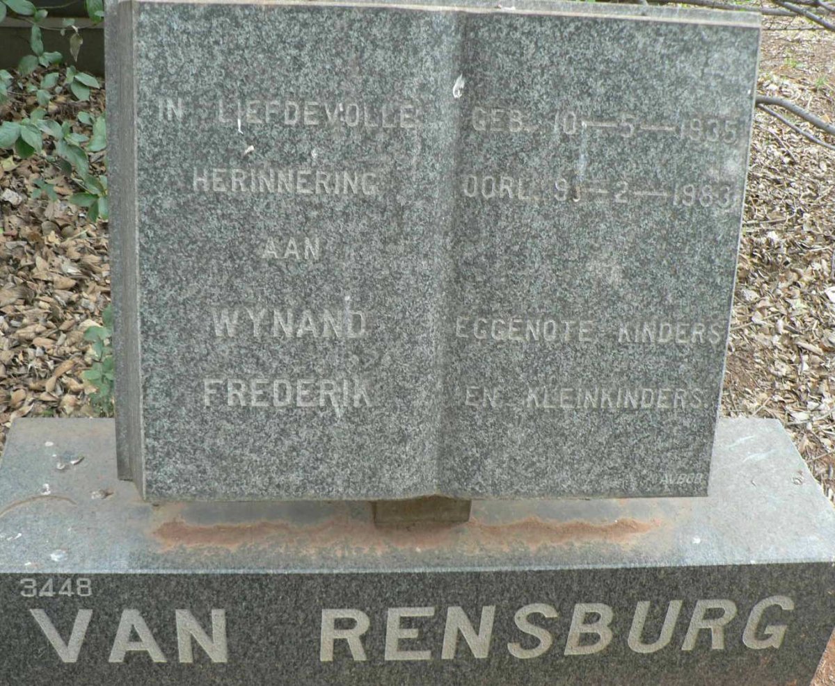 RENSBURG Wynand Frederik, van 1935-1983