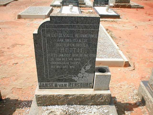 RENSBURG Hettie, Jansen van 1937-1953