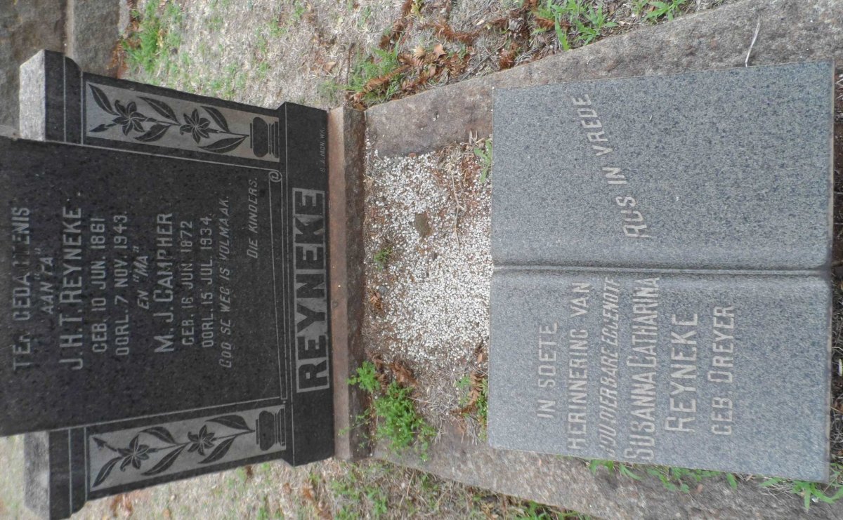 REYNEKE J.H.T. 1861-1943 &amp; CAMPHER M.J. CAMPHER 1872-1934 :: REYNEKE Susanna Catharina nee DREYER