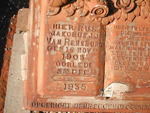 RENSBURG Jakobus J.J., van 1905-1935