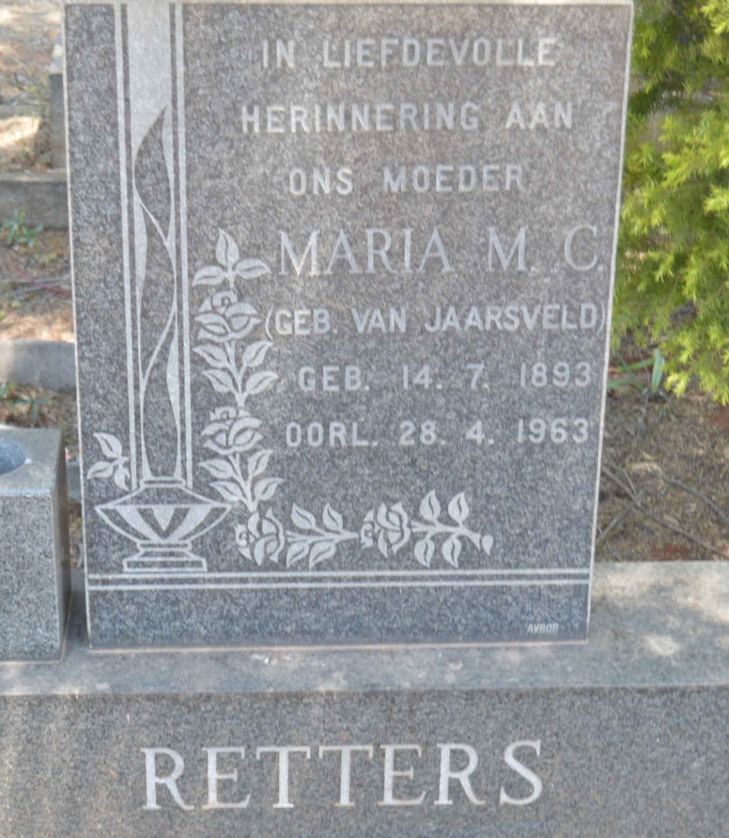 RETTERS Maria M.C. nee VAN JAARSVELD 1893-1963