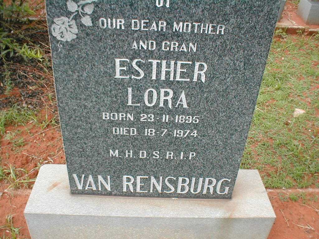RENSBURG Esther Lora, van 1895-1974