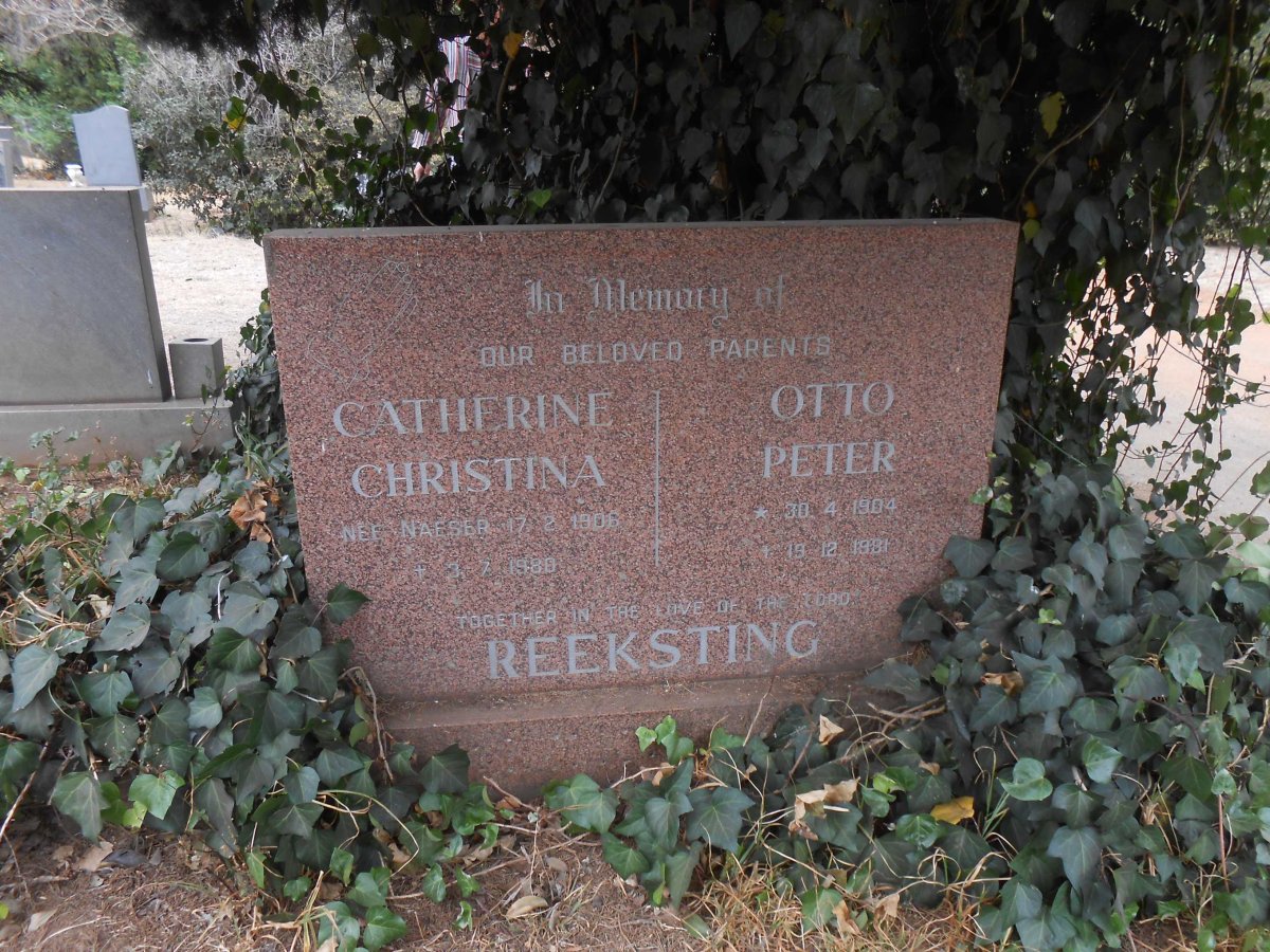 REEKSTING Otto Peter 1904-1981 &amp; Catherine Christina NAESER 1906-1980