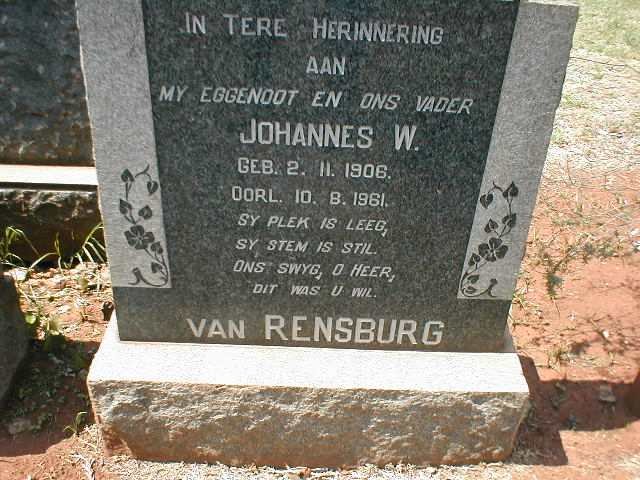RENSBURG Johannes W., van 1906-1961