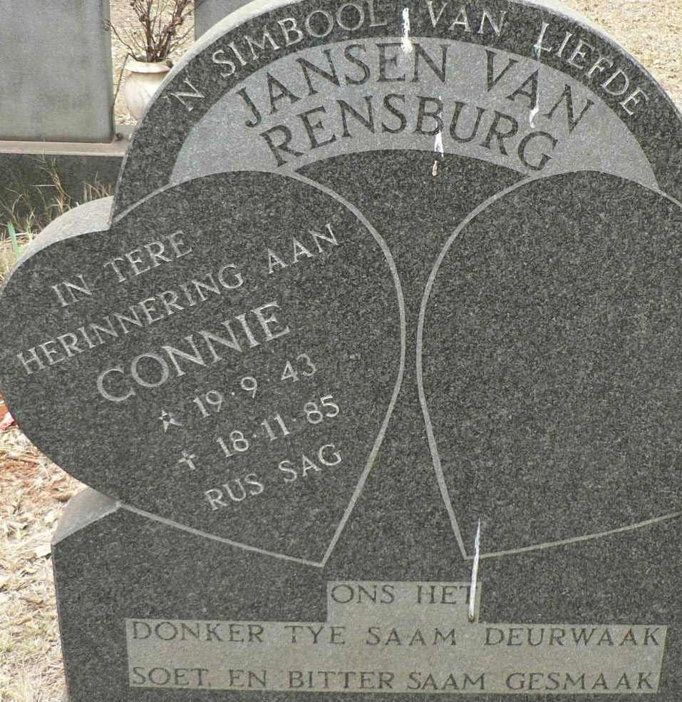 RENSBURG Connie, Jansen van 1943-1985