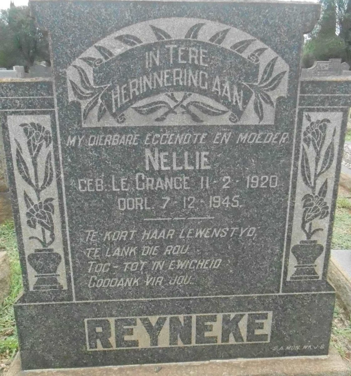 REYNEKE Nellie nee LE GRANGE 1920-1945