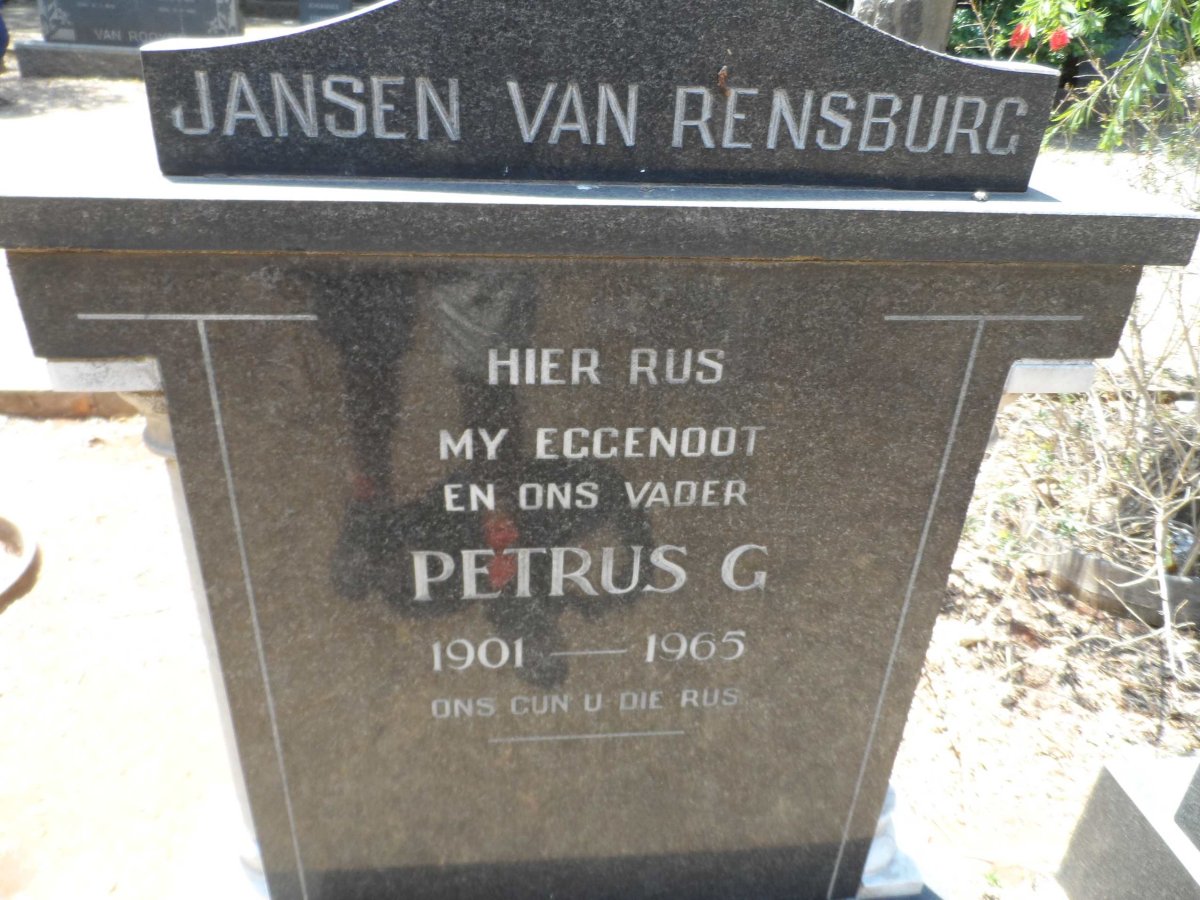 RENSBURG Petrus G., Jansen van 1901-1965