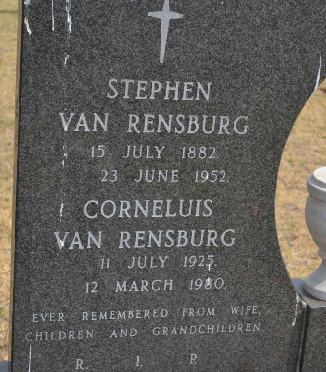 RENSBURG Stephen, van 1882-1952 :: RENSBURG Cornelius, van 1925-1980