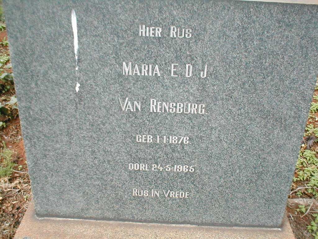 RENSBURG Maria E.D.J., van 1876-1965