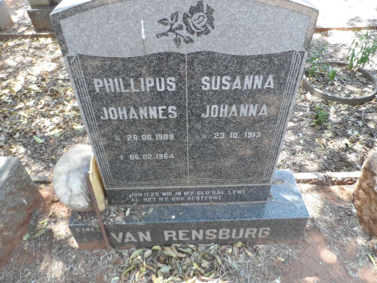 RENSBURG Phillipus Johannes, van 1909-1964 &amp; Susanna Johanna 1913-